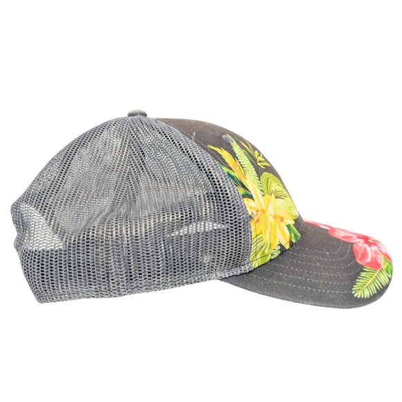 CAT Caterpillar Gray Hawaiian Print Mesh Snap Back Trucker Hat - Picture 4 of 8